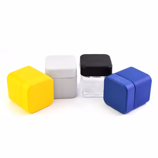 Cr ISO Giant Factory Direct 2oz 3oz 4oz Type de cube carré à l'épreuve des enfants 3,5 g de fleurs et de produits comestibles Herb Bud Conteneurs d'emballage Pots d'emballage de fleurs en verre