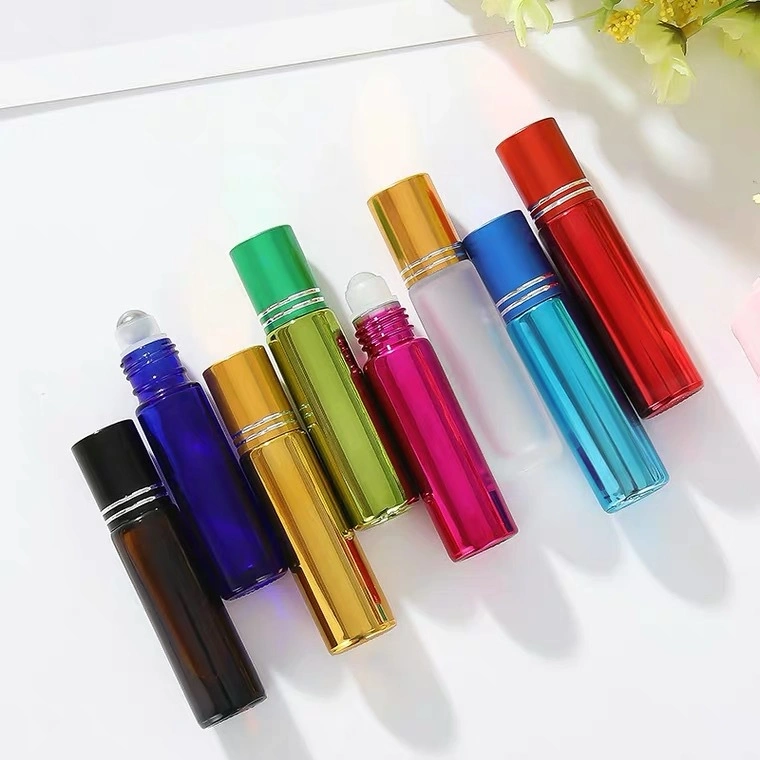 New Product 10ml Essential Oil Perfume Water Glass Roll on Bottle with Gold Cap