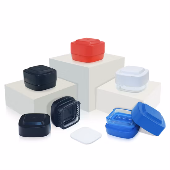 pot à l'épreuve des enfants de calice de concentré noir blanc carré de 3 ml 4 ml 5 ml 7 ml