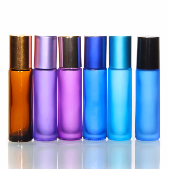 Rouleau transparent de 10 ml sur bouteille en verre, logo une couleur sur bouchon en aluminium