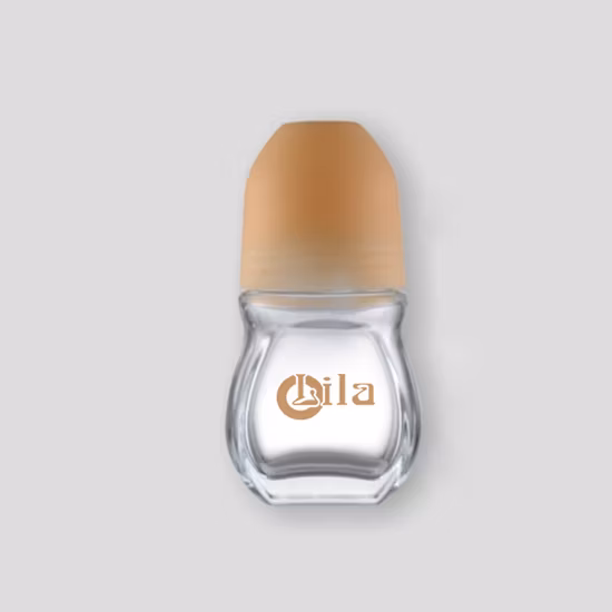 Bouteilles d'emballage cosmétiques rondes en gros, bouteille à rouleau, bouteille à rouleau de 50ml avec rouleau en plastique sur boule