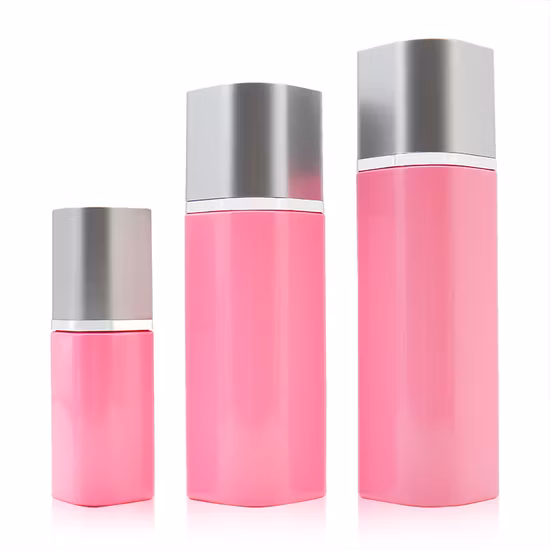 Ensemble de bouteilles en verre cosmétiques carrées roses de haute qualité, emballage de soins de la peau, 30g 50ml